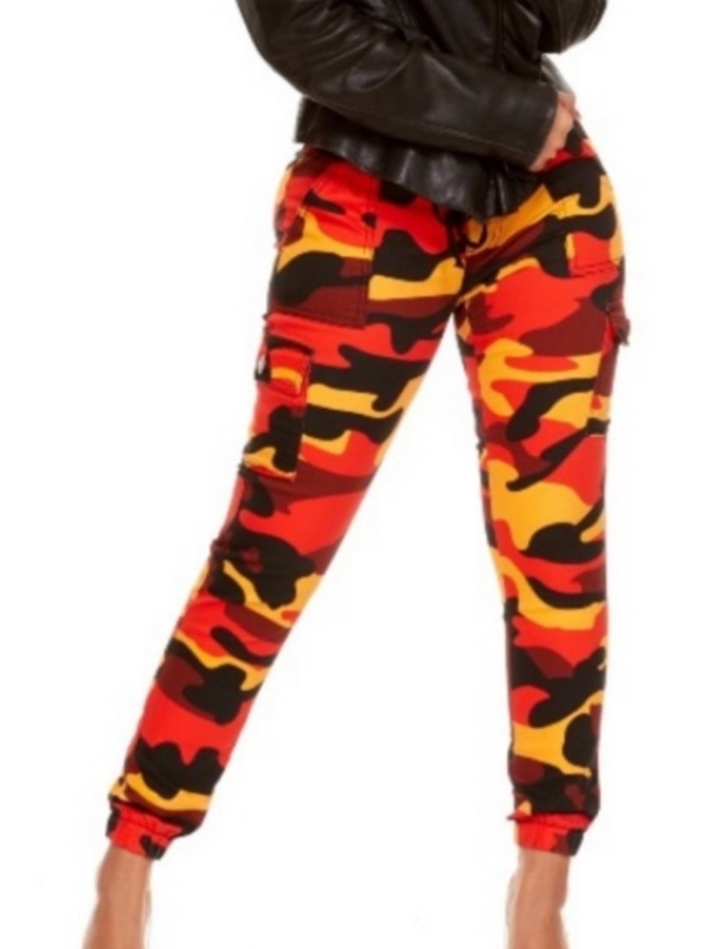 VIP Orange Cargo Camo Joggers ~NWT